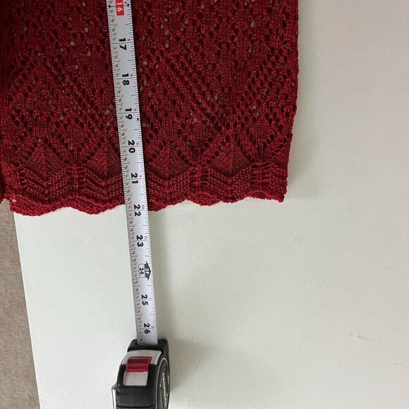 vintage 90s red girly downtown it girl netted short sleeve cardigan - Picture 7 of 8